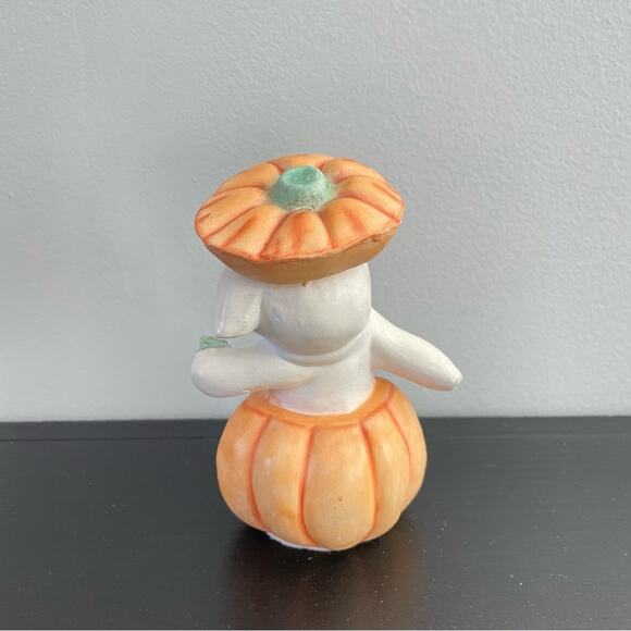 Vintage | Peek-A-Boo Ghost In Orange Pumpkin Gothic Kawaii Kitsch Cute Halloween - Picture 3 of 9